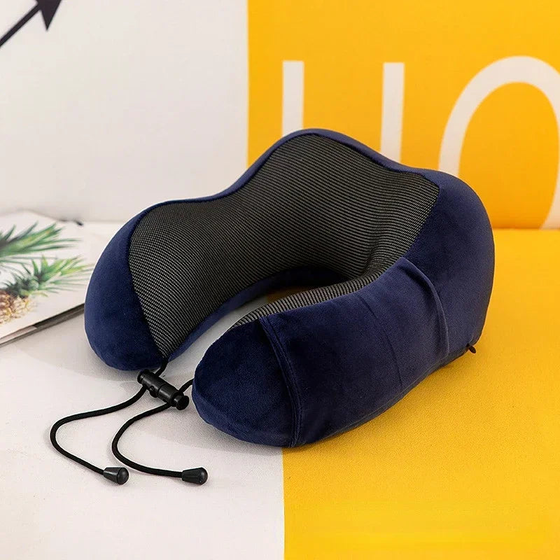 Memory Foam Travel Neck Pillow – U-Shaped Ergonomic Support for Airplane, Car & Office Naps