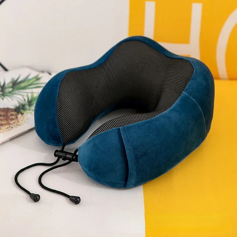 Memory Foam Travel Neck Pillow – U-Shaped Ergonomic Support for Airplane, Car & Office Naps