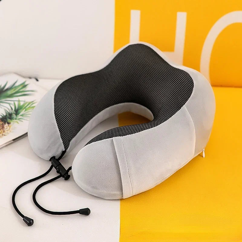 Memory Foam Travel Neck Pillow – U-Shaped Ergonomic Support for Airplane, Car & Office Naps