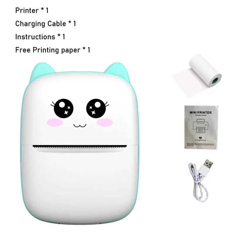 Mini Cat Thermal Printer – Portable 58mm Bluetooth Printer for Photos & Labels (iOS/Android)