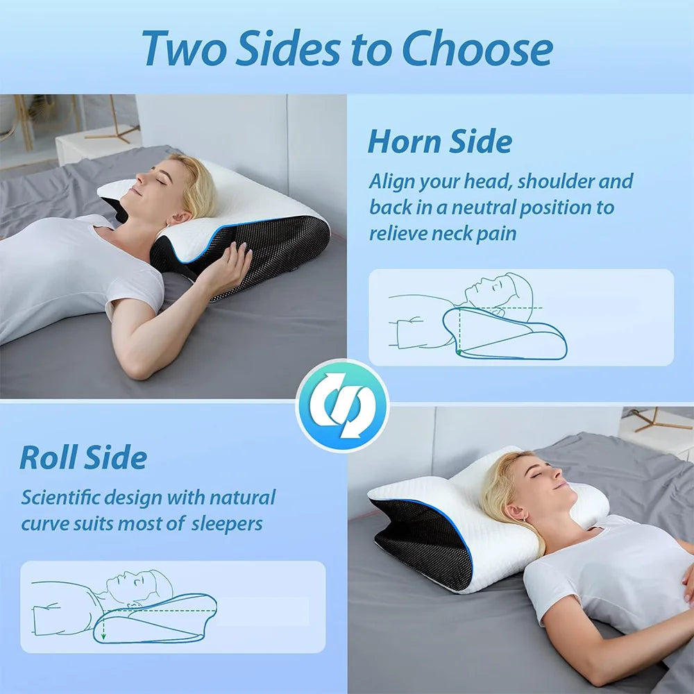 Butterfly Memory Foam Neck Pillow – Slow Rebound Orthopedic Support for Sleep & Cervical Relief