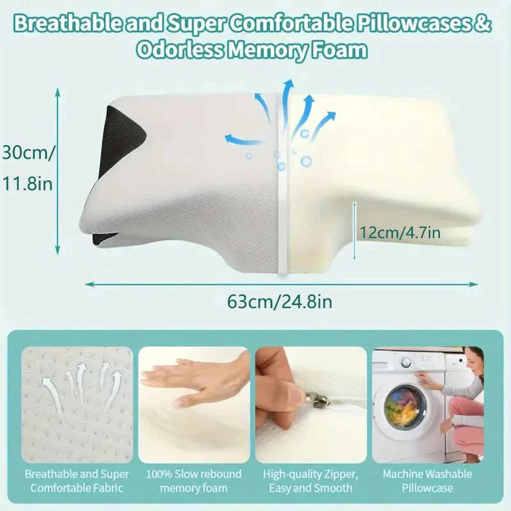 Butterfly Memory Foam Neck Pillow – Slow Rebound Orthopedic Support for Sleep & Cervical Relief