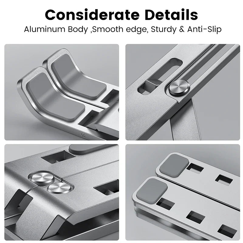 Adjustable Aluminum Laptop Stand – Foldable, Portable & Non-Slip for Ergonomic Workspace