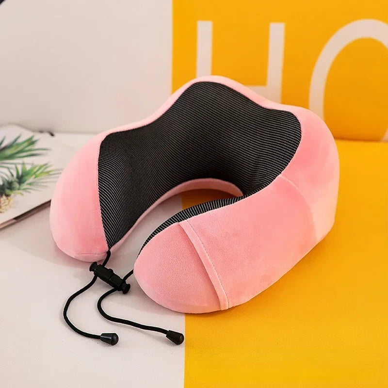 Memory Foam Travel Neck Pillow – U-Shaped Ergonomic Support for Airplane, Car & Office Naps