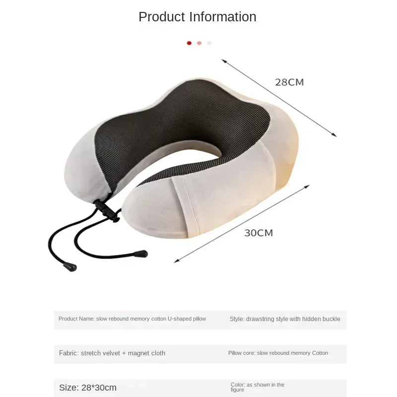 Memory Foam Travel Neck Pillow – U-Shaped Ergonomic Support for Airplane, Car & Office Naps