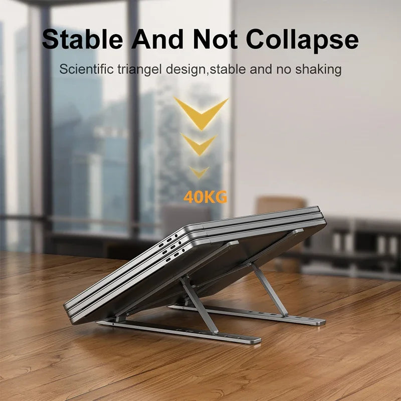 Adjustable Aluminum Laptop Stand – Foldable, Portable & Non-Slip for Ergonomic Workspace