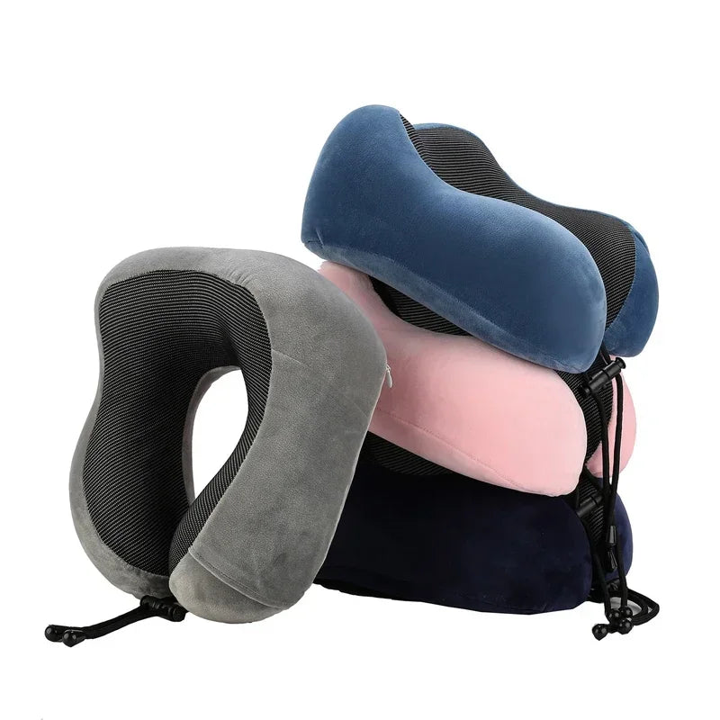 Memory Foam Travel Neck Pillow – U-Shaped Ergonomic Support for Airplane, Car & Office Naps
