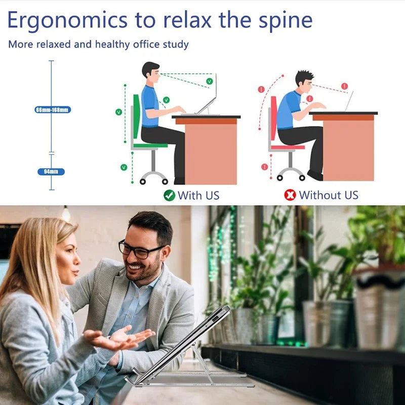 Adjustable Aluminum Laptop Stand – Foldable, Portable & Non-Slip for Ergonomic Workspace