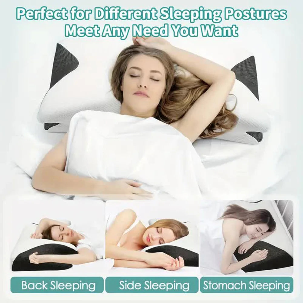 Butterfly Memory Foam Neck Pillow – Slow Rebound Orthopedic Support for Sleep & Cervical Relief