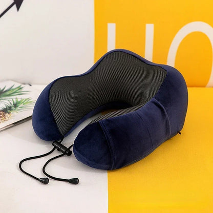 Memory Foam Travel Neck Pillow – U-Shaped Ergonomic Support for Airplane, Car & Office Naps
