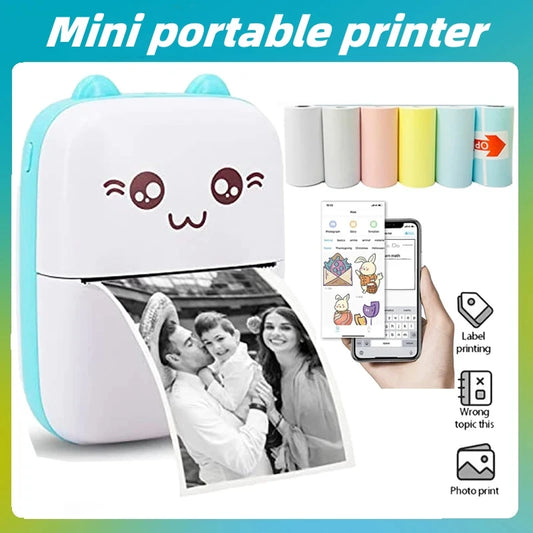 Mini Cat Thermal Printer – Portable 58mm Bluetooth Printer for Photos & Labels (iOS/Android)