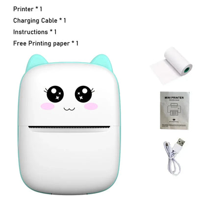 Mini Cat Thermal Printer – Portable 58mm Bluetooth Printer for Photos & Labels (iOS/Android)