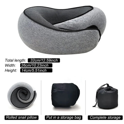 Travel Neck Pillow – Memory Foam U-Shaped Snail Design for Neck Support & Comfort