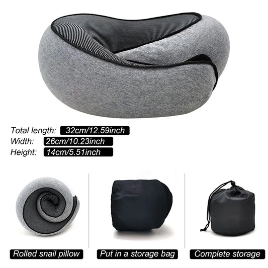 Travel Neck Pillow – Memory Foam U-Shaped Snail Design for Neck Support & Comfort