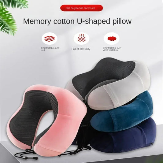 Memory Foam Travel Neck Pillow – U-Shaped Ergonomic Support for Airplane, Car & Office Naps