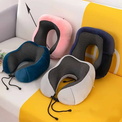 Memory Foam Travel Neck Pillow – U-Shaped Ergonomic Support for Airplane, Car & Office Naps