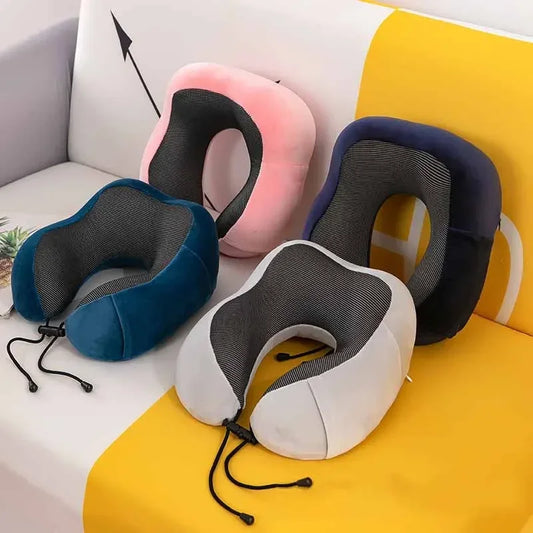 Memory Foam Travel Neck Pillow – U-Shaped Ergonomic Support for Airplane, Car & Office Naps