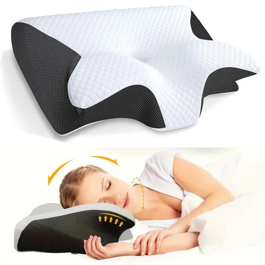 Butterfly Memory Foam Neck Pillow – Slow Rebound Orthopedic Support for Sleep & Cervical Relief