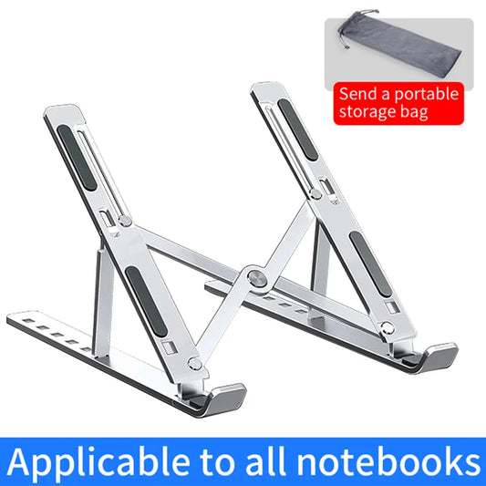 Aluminium Alloy Laptop Stand – Adjustable, Foldable & Portable for Ergonomic Cooling & Non-Slip Support